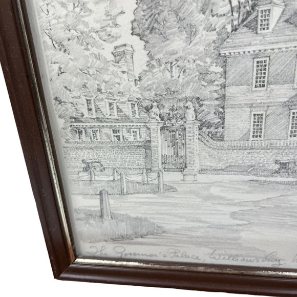 Drawing The Governor’s Palace Williamsburg Virginia Signed Charles H. Overly - Picture 7 of 15
